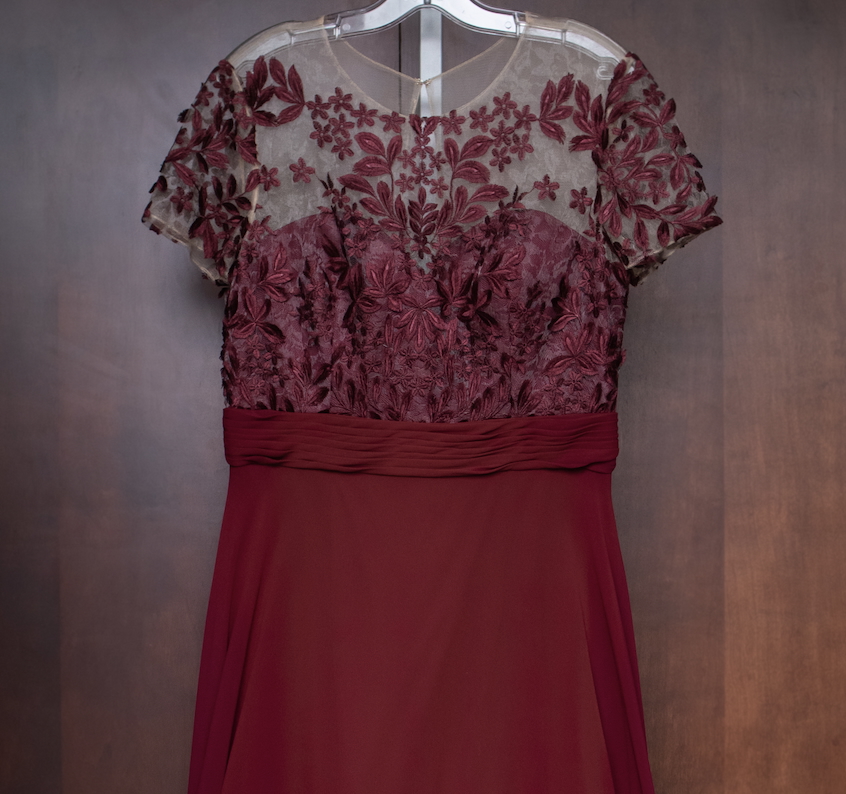 Red Floral Waist Cut Long Dress view 2