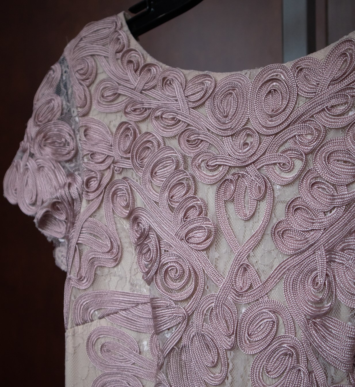 Rose Lace Mosaic Beige Long Dress view 2